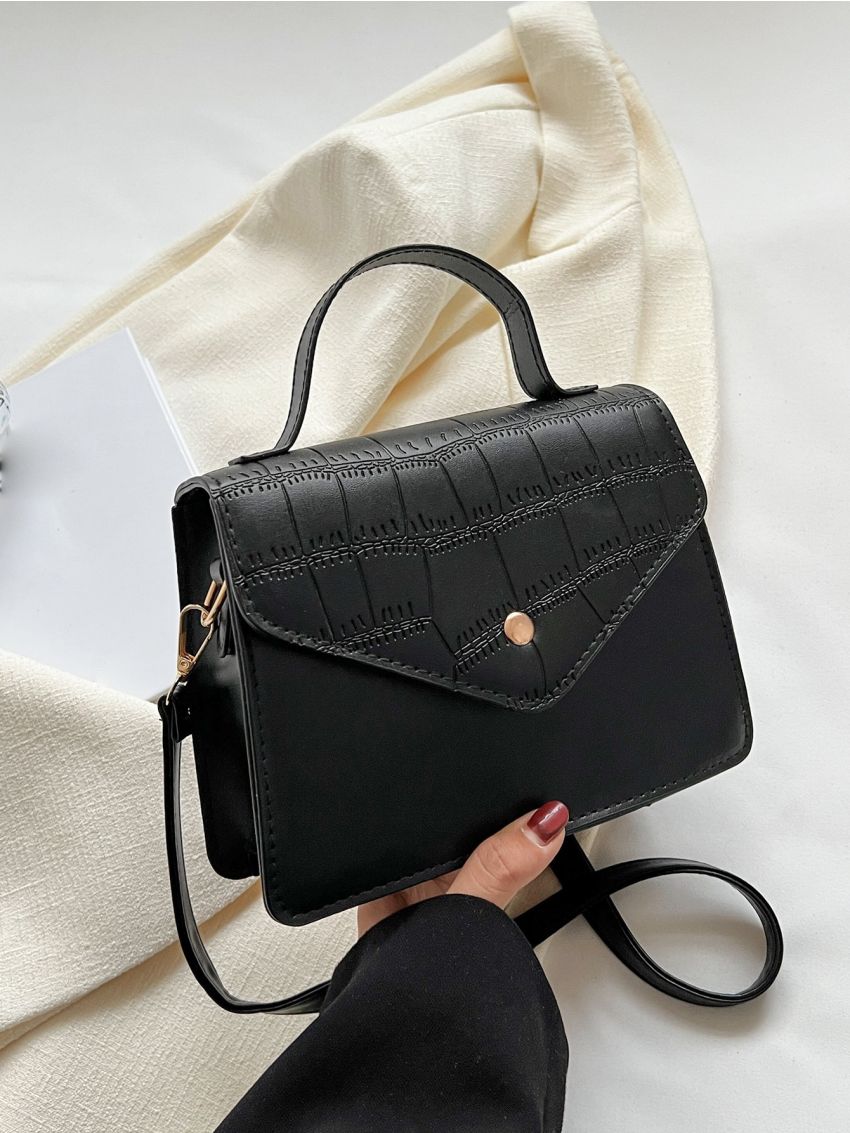 Mini Crocodile Embossed Flap Square Bag