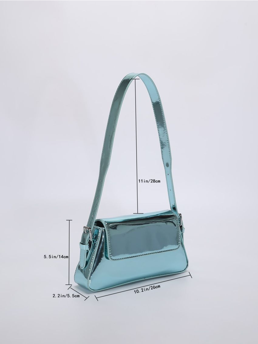 Metallic Flap Baguette Bag