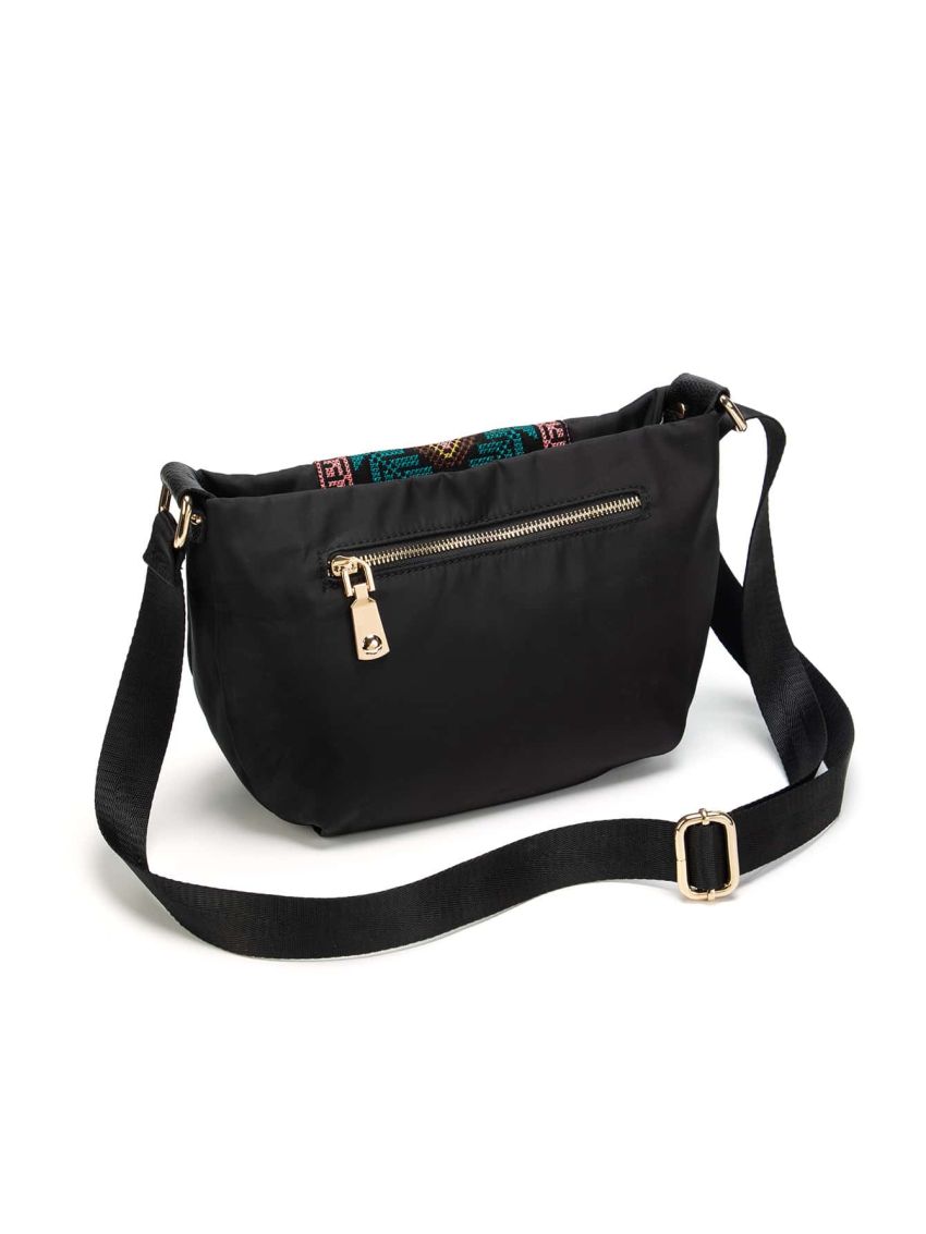 New Black Embroidery Fashion Tourism Multi Compartment Single Shoulder Oblique Cross Hobo Bag