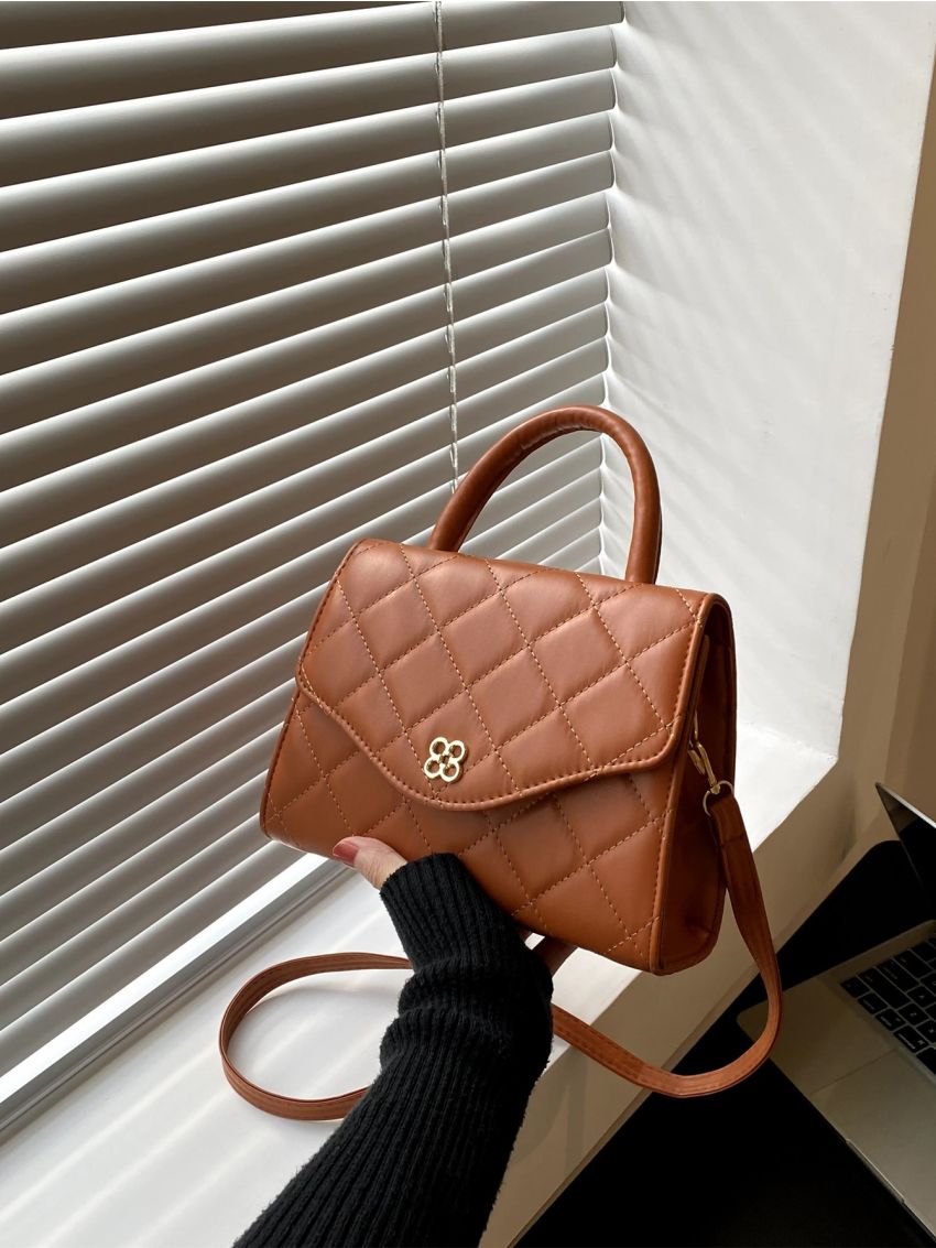 Quilted Detail Flap Square Bag
