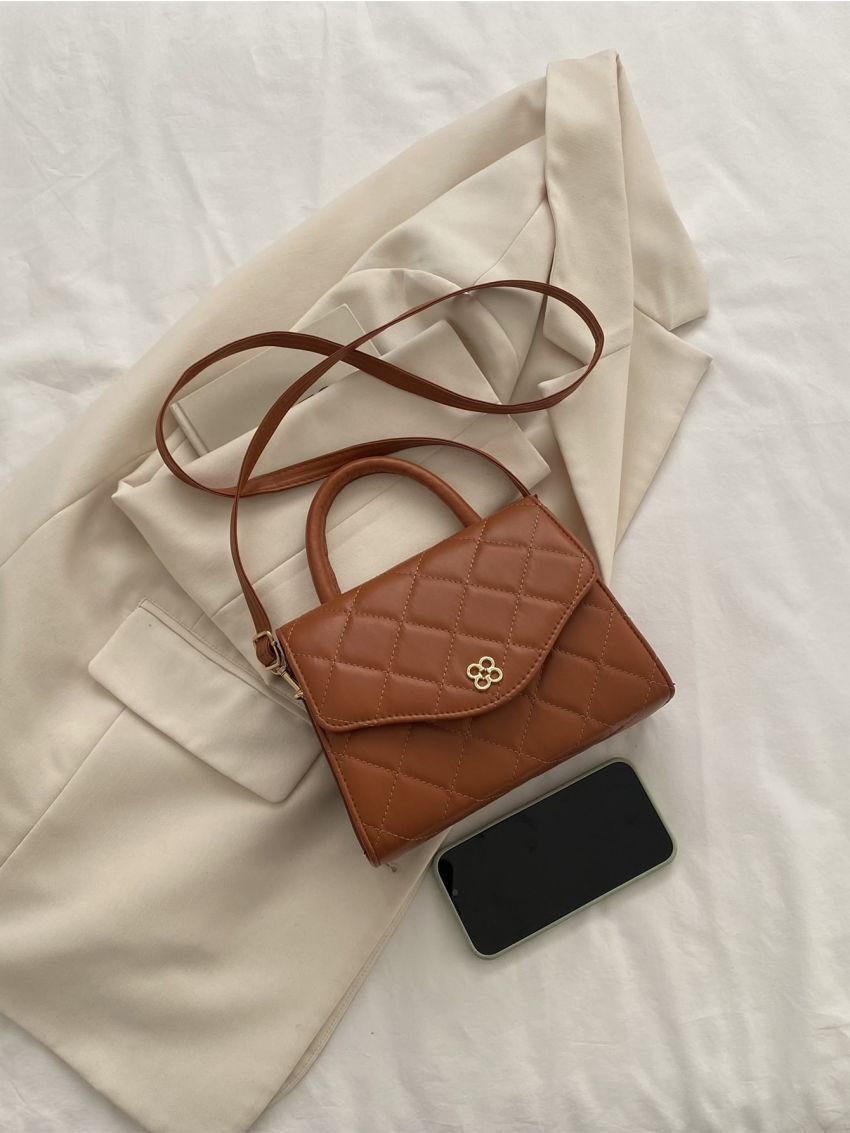 Quilted Detail Flap Square Bag