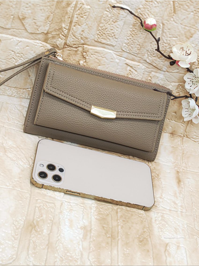 Metal Decor Long Wallet