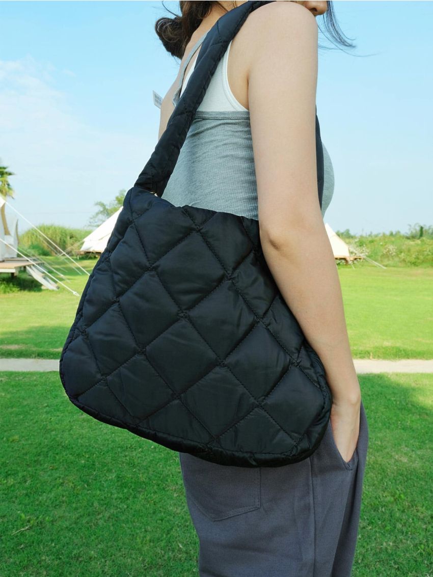 Geometric Quilted Hobo Bag