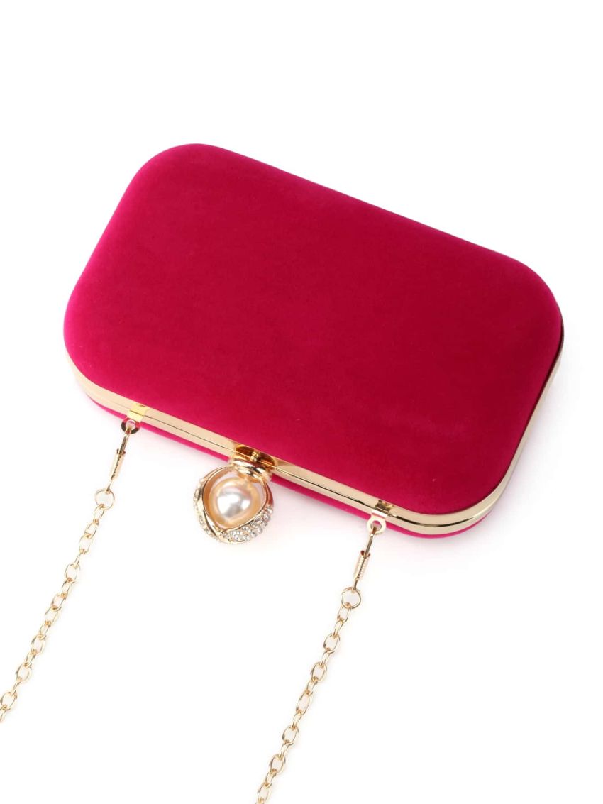 Mini Rhinestone & Faux Pearl Decor Box Bag