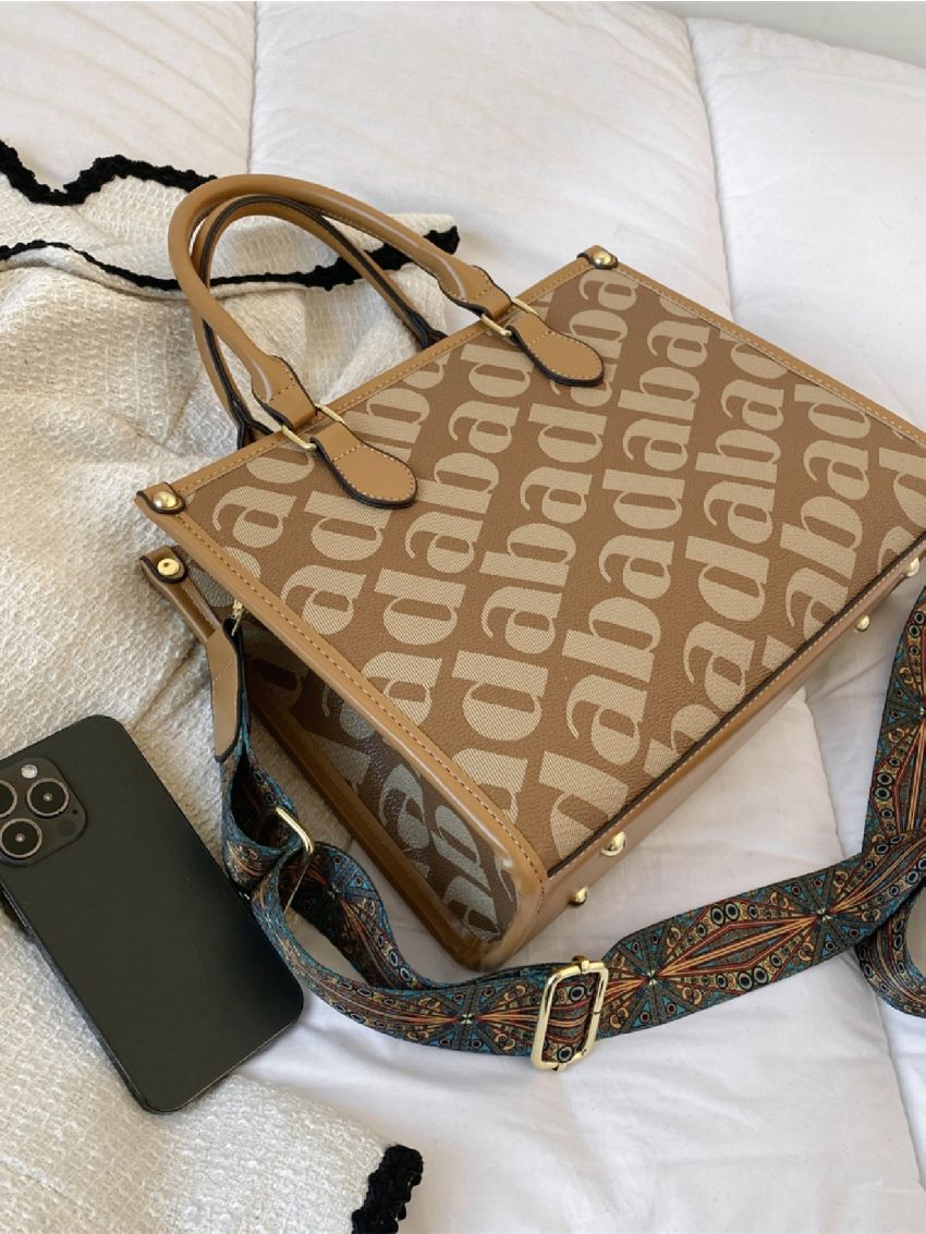 Letter Graphic Square Bag