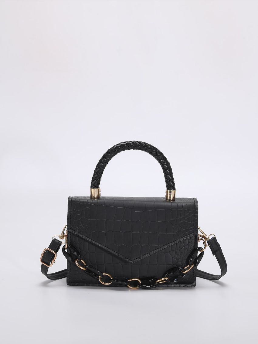 Mini Crocodile Embossed Chain Square Bag