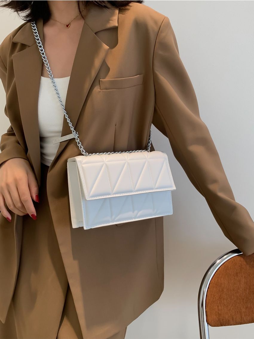 Quilted Chain Decor Flap Square Bag