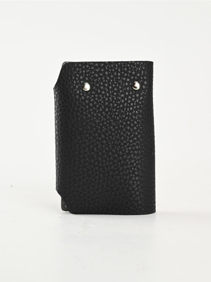 Litchi Embossed Snap Button Key Bag
