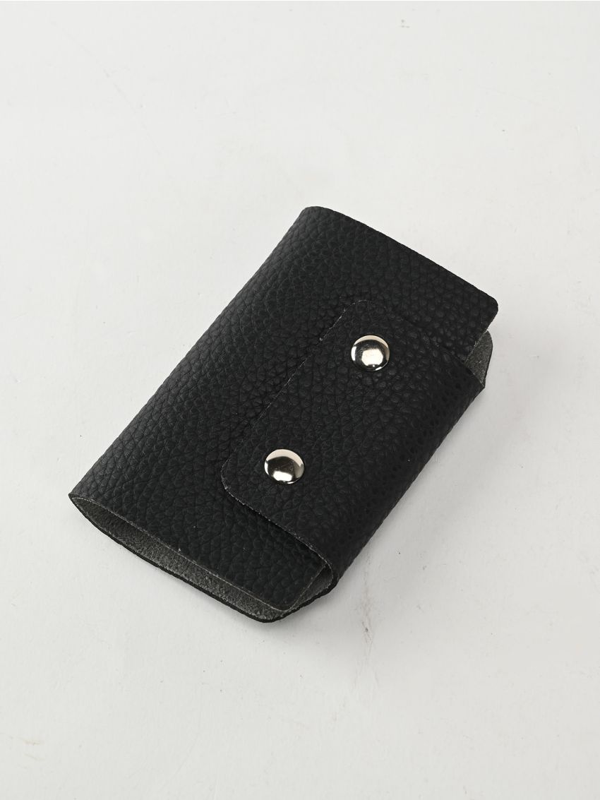 Litchi Embossed Snap Button Key Bag