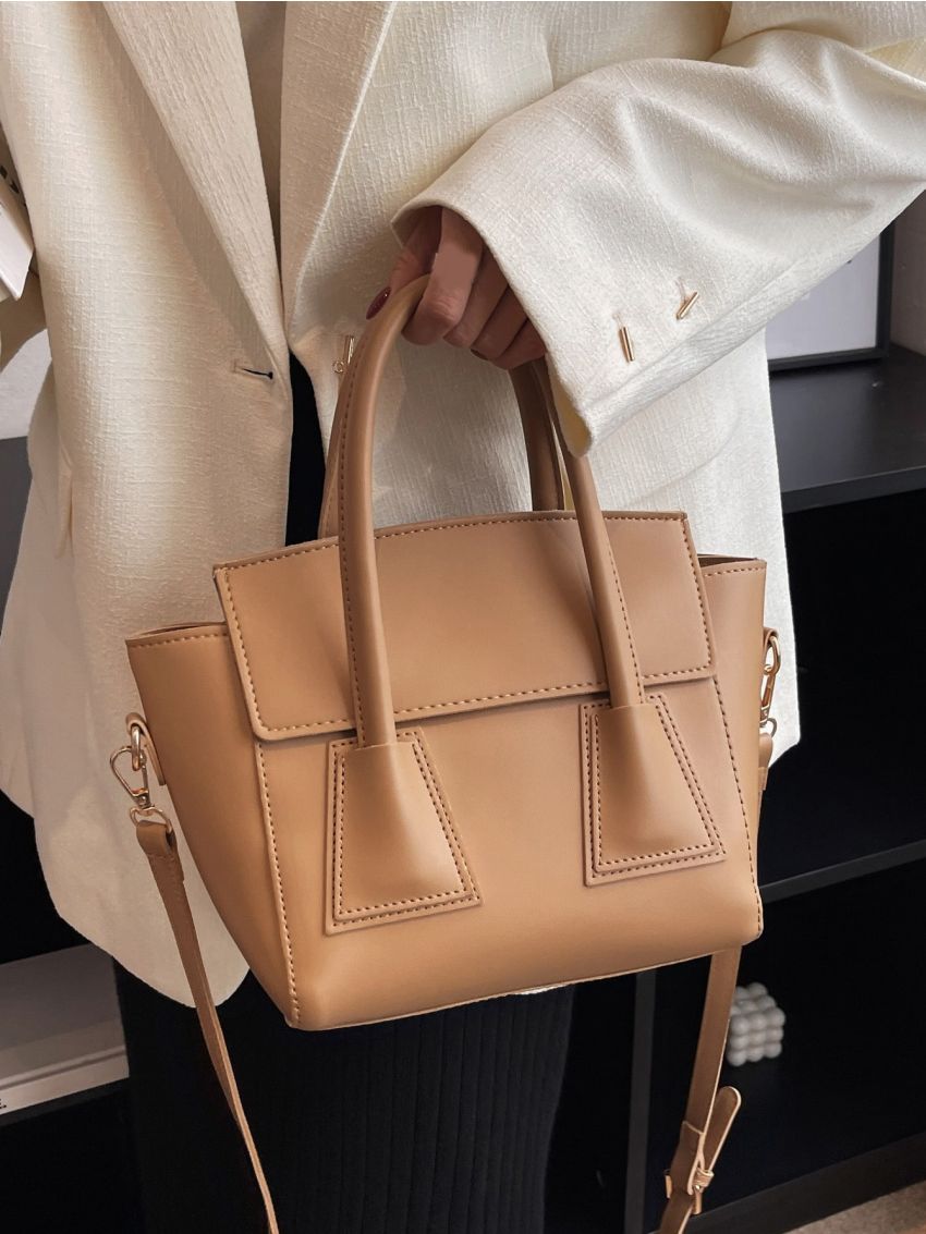 Minimalist Double Handle Flap Square Bag