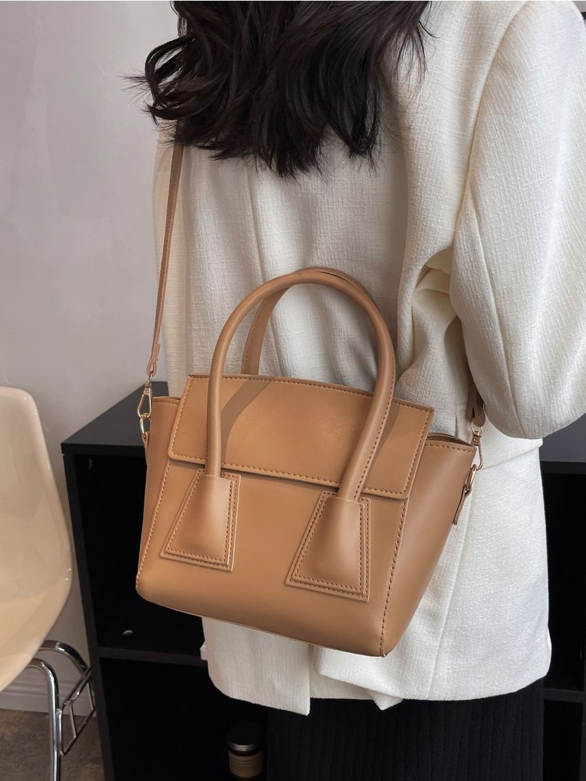 Minimalist Double Handle Flap Square Bag