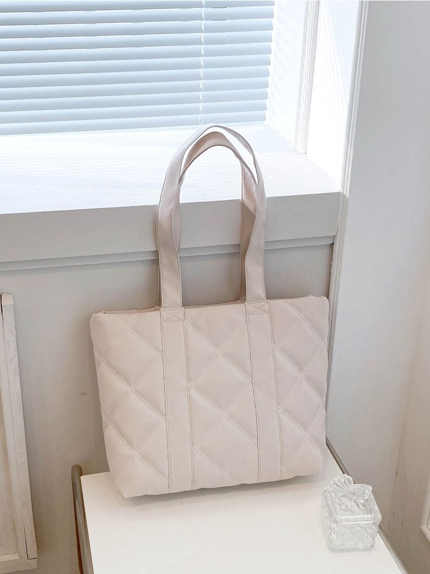 Quilted Pattern Shoulder Tote Bag, Mothers Day Gift For Mom