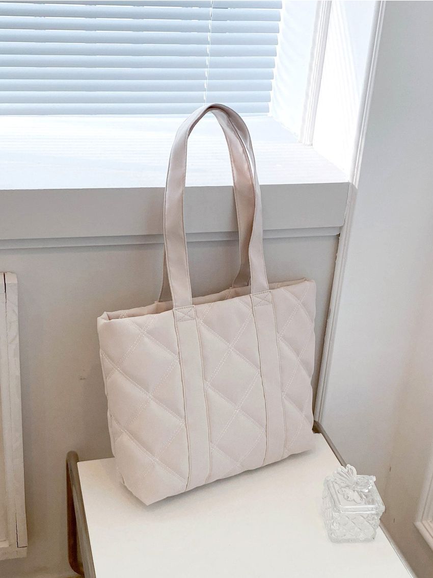 Quilted Pattern Shoulder Tote Bag, Mothers Day Gift For Mom