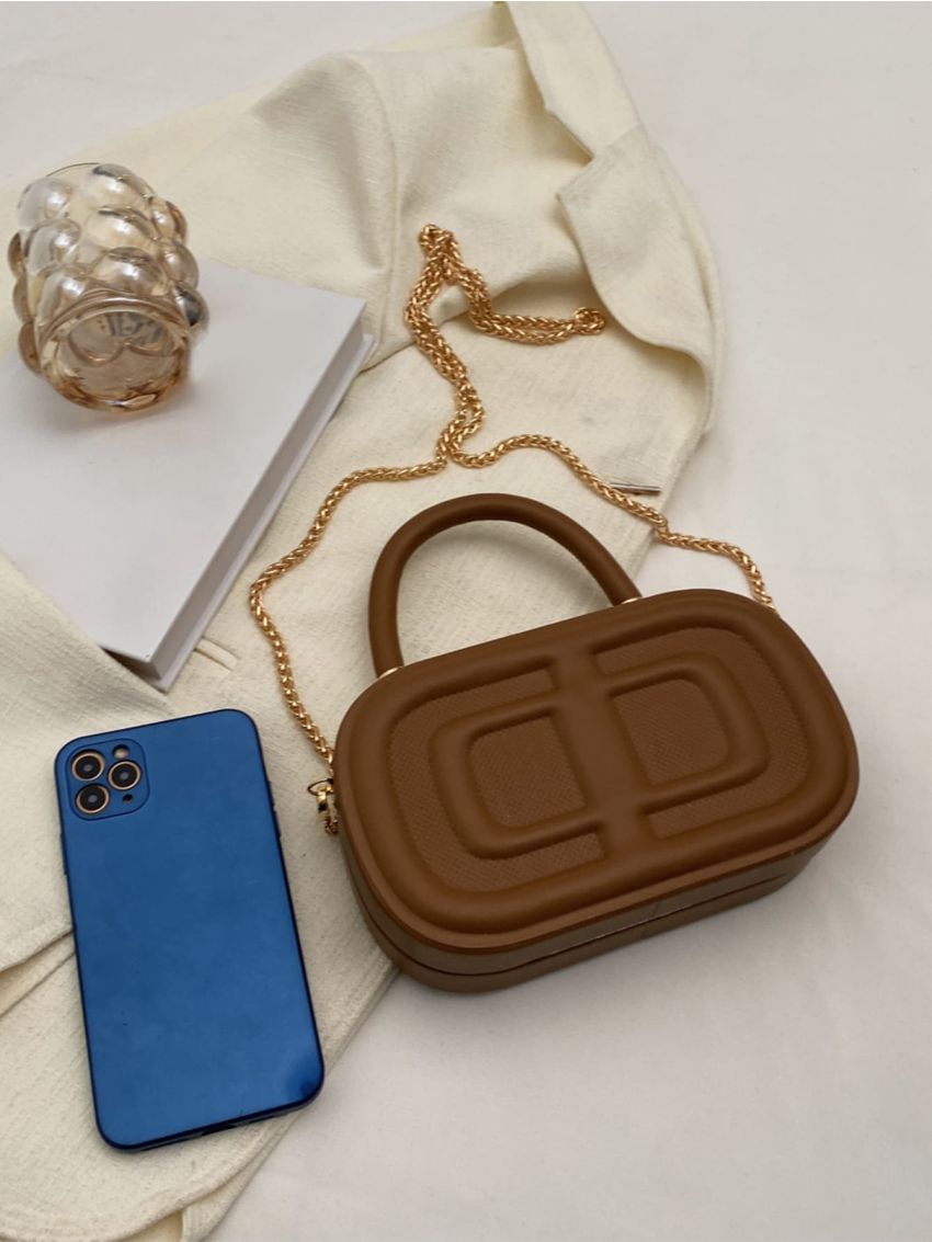 Mini Geometric Embossed Chain Box Bag