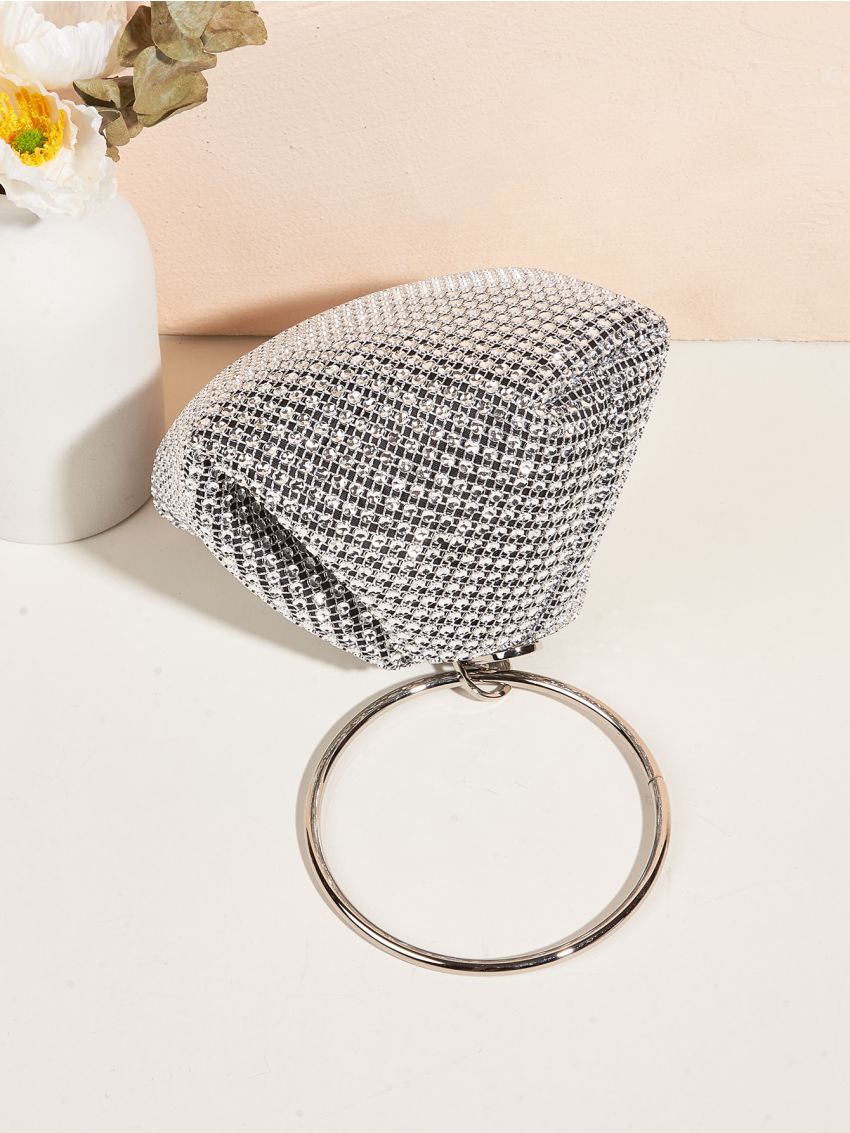 Rhinestone Decor Evening Bag, Glitter Clutch Bag For Party, Women's Elegant Purse For Wedding