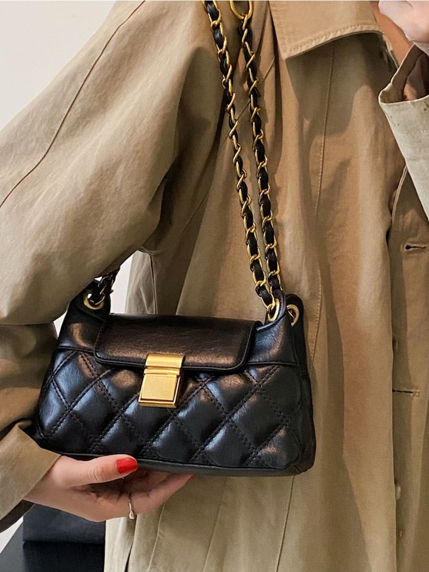 Quilted Flap Chain Square Bag