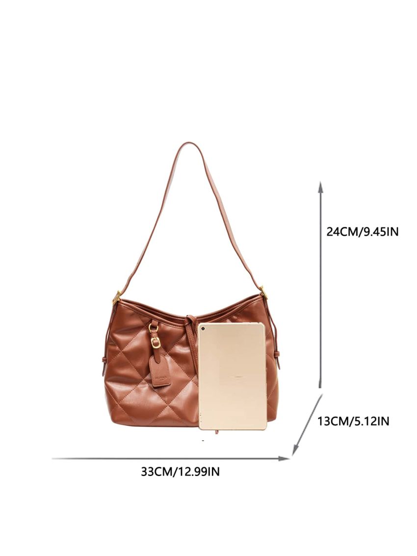 Argyle Quilted Hobo Bag With Bag Charm