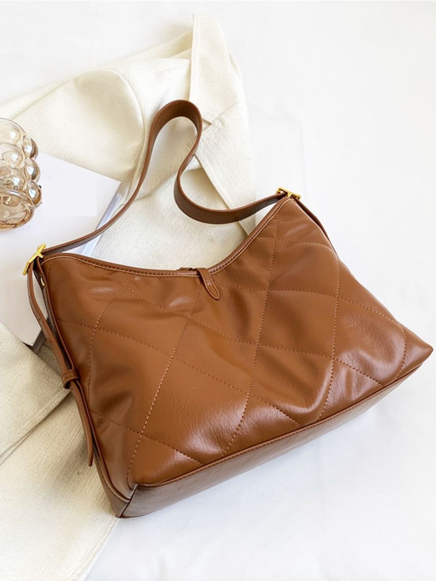 Argyle Quilted Hobo Bag With Bag Charm