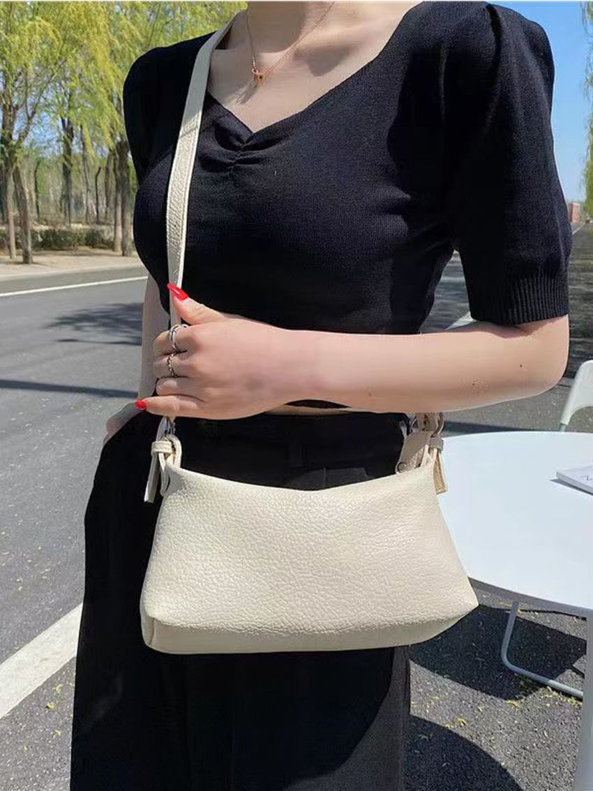Litchi Embossed Baguette Bag
