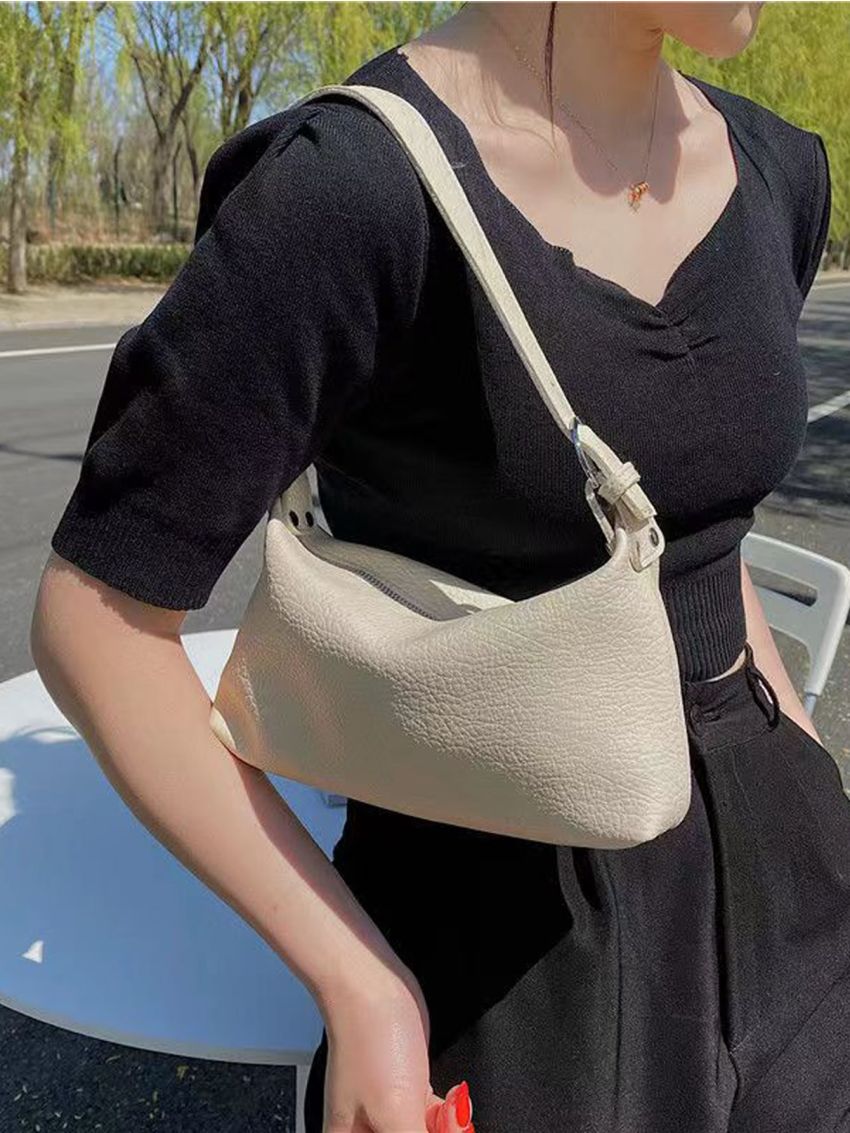 Litchi Embossed Baguette Bag