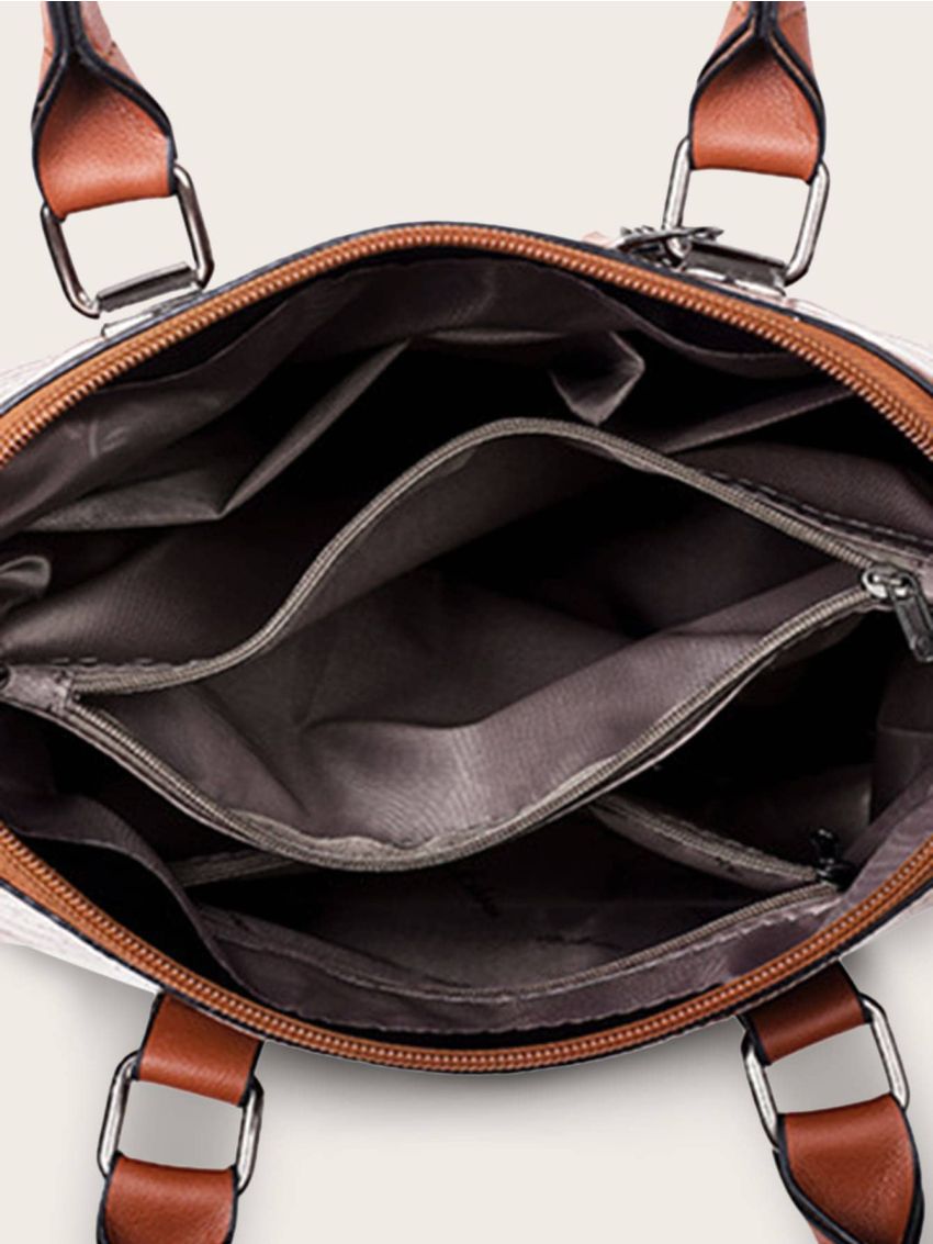 4pcs Tassel Decor Crocodile Embossed Square Bag Set