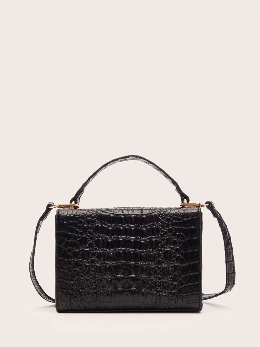 Crocodile Rhinestone Decor Square Bag