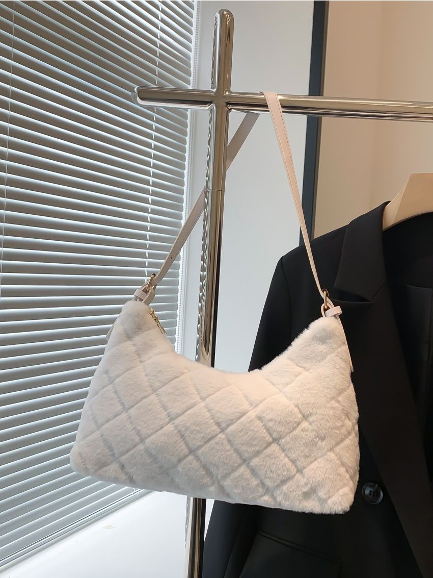 Stitch Detail Fluffy Hobo Bag