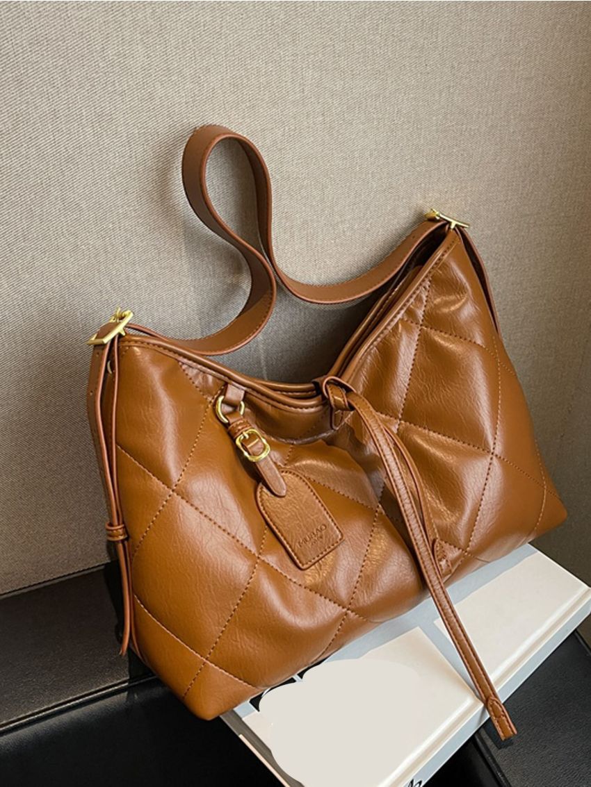 Argyle Quilted Hobo Bag With Bag Charm