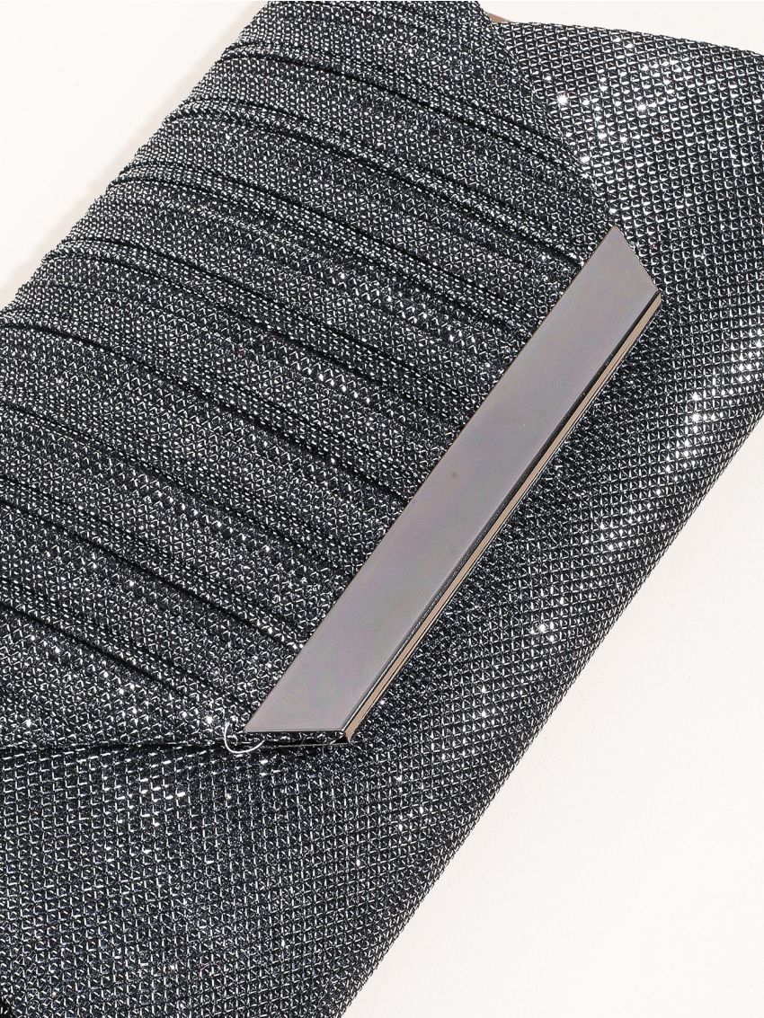 Pleated Detail Glitter Square Bag