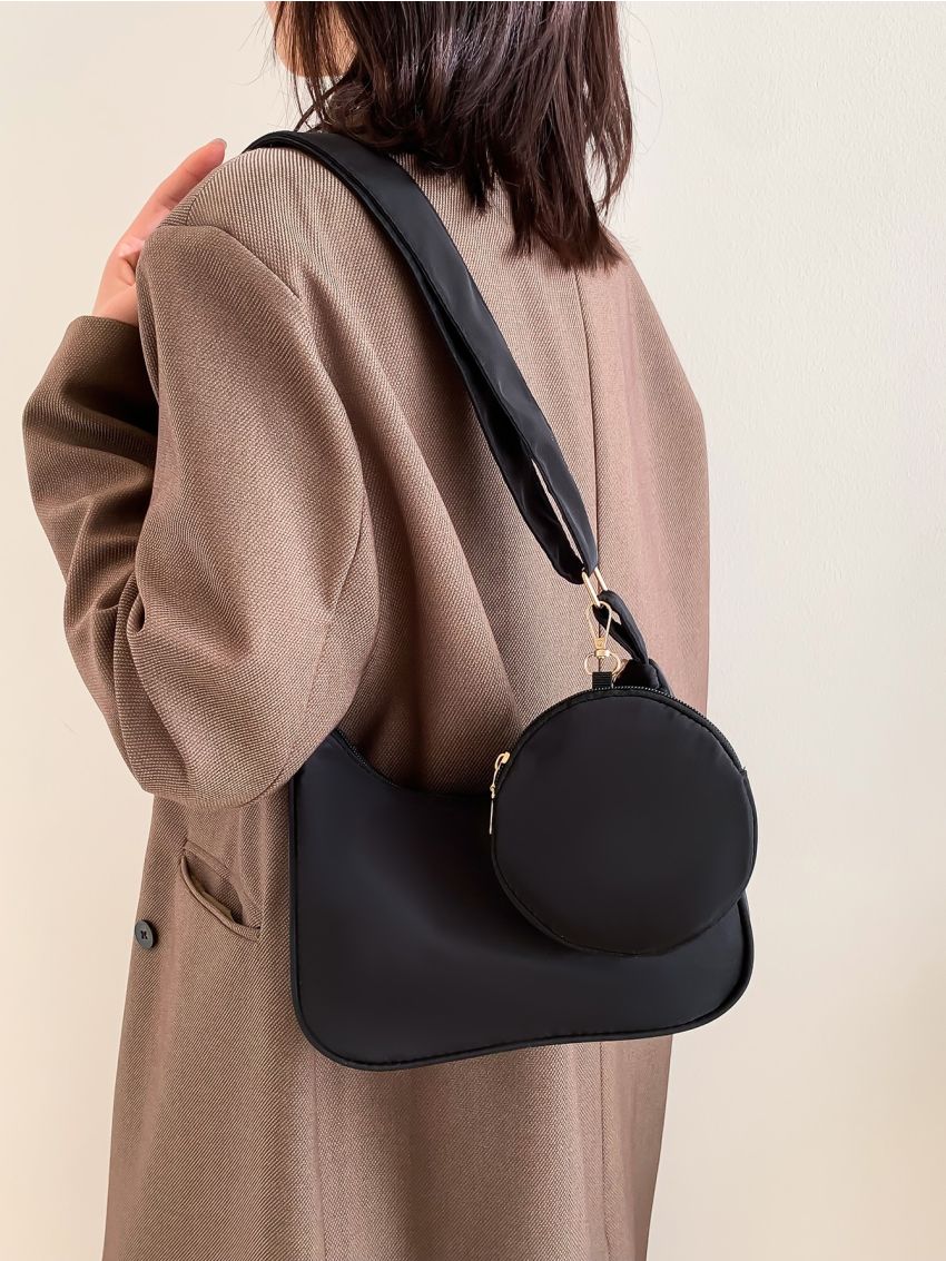 Minimalist Adjustable Strap Hobo Bag With Coin Purse