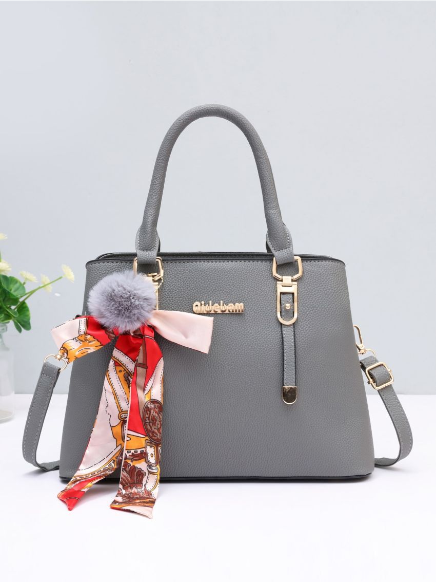 Letter Decor Top Handle Bag With Twilly Scarf, Mothers Day Gift For Mom