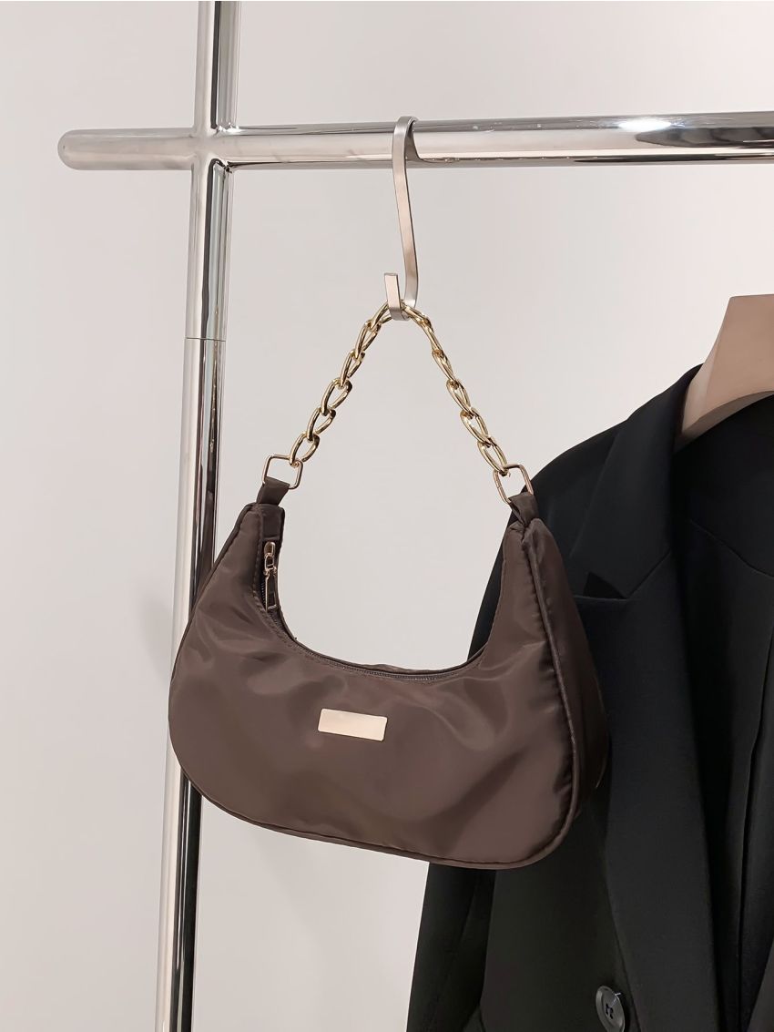 Metal Decor Chain Hobo Bag