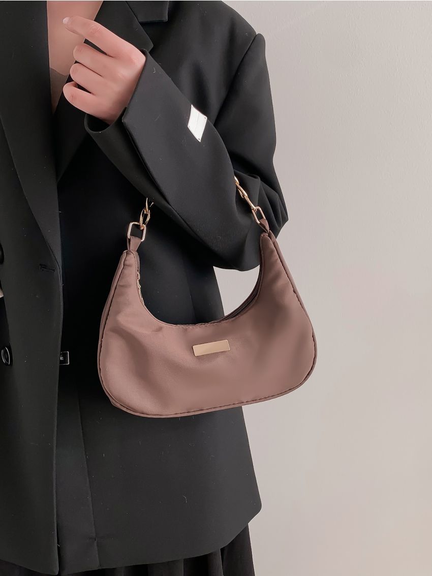 Metal Decor Chain Hobo Bag