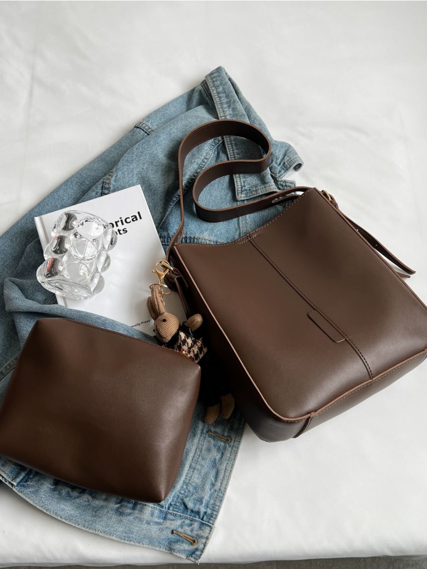 Random Cartoon Charm Square Bag With Inner Pouch