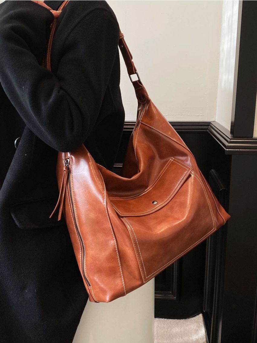 Studded Decor Hobo Bag