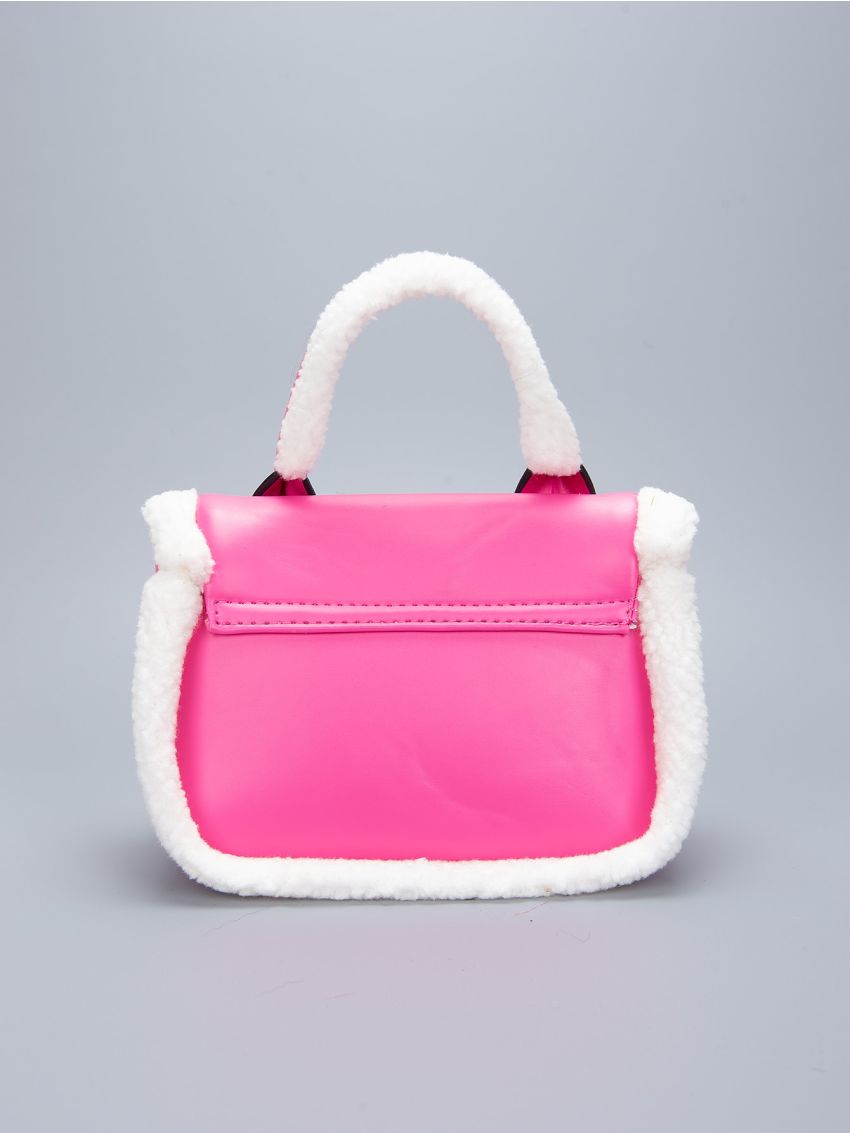 Mini Fuzzy Trim Flap Square Bag