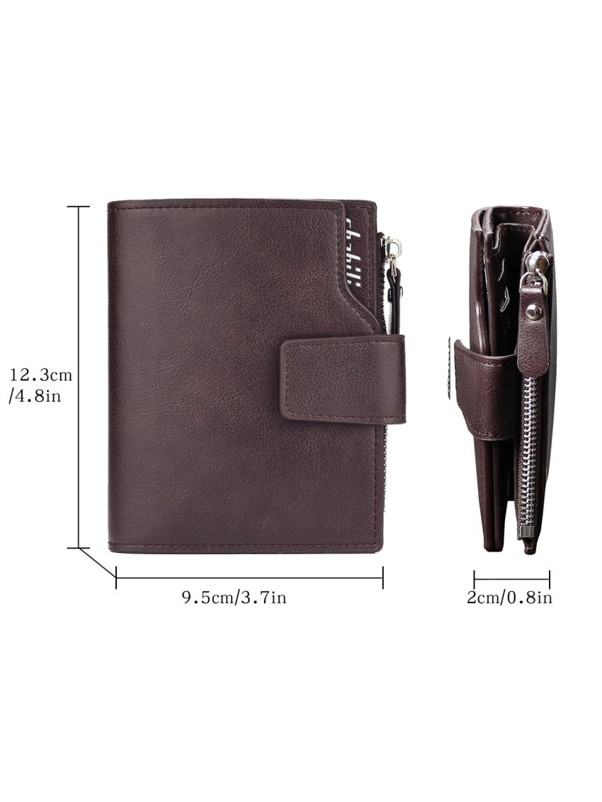 Letter Detail Small Wallet Vintage Coffee Brown