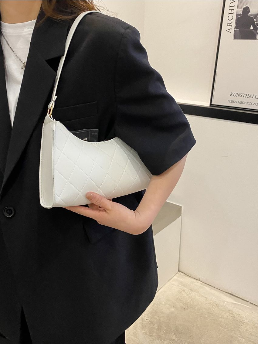 Quilted Detail Baguette Bag