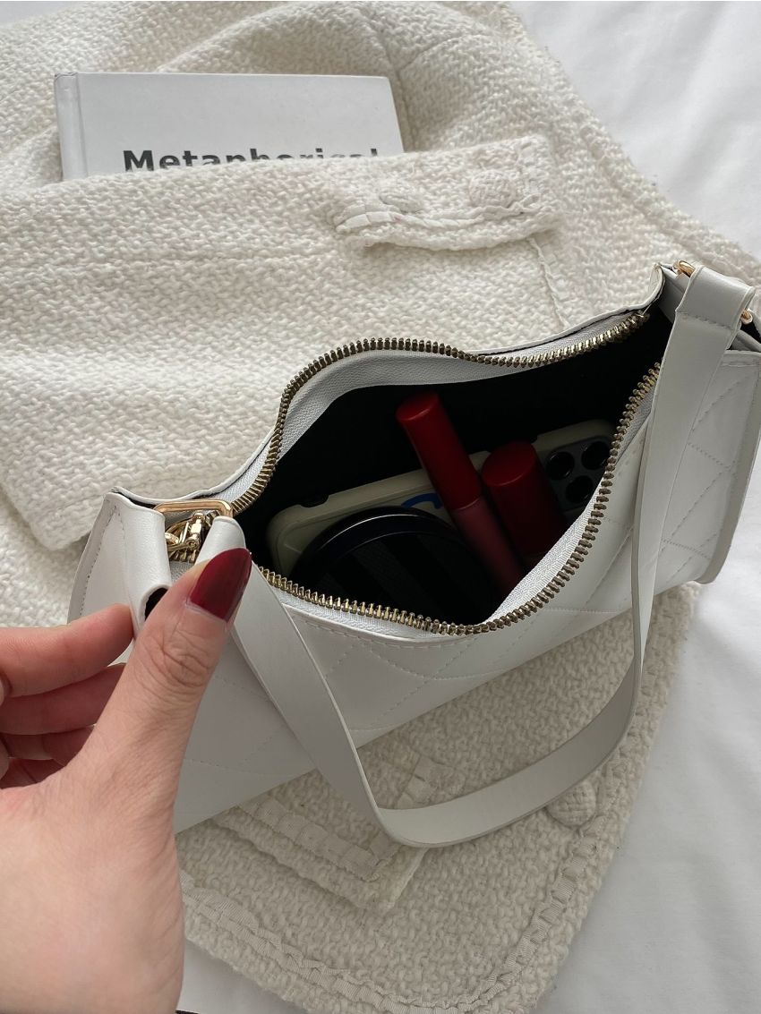 Quilted Detail Baguette Bag