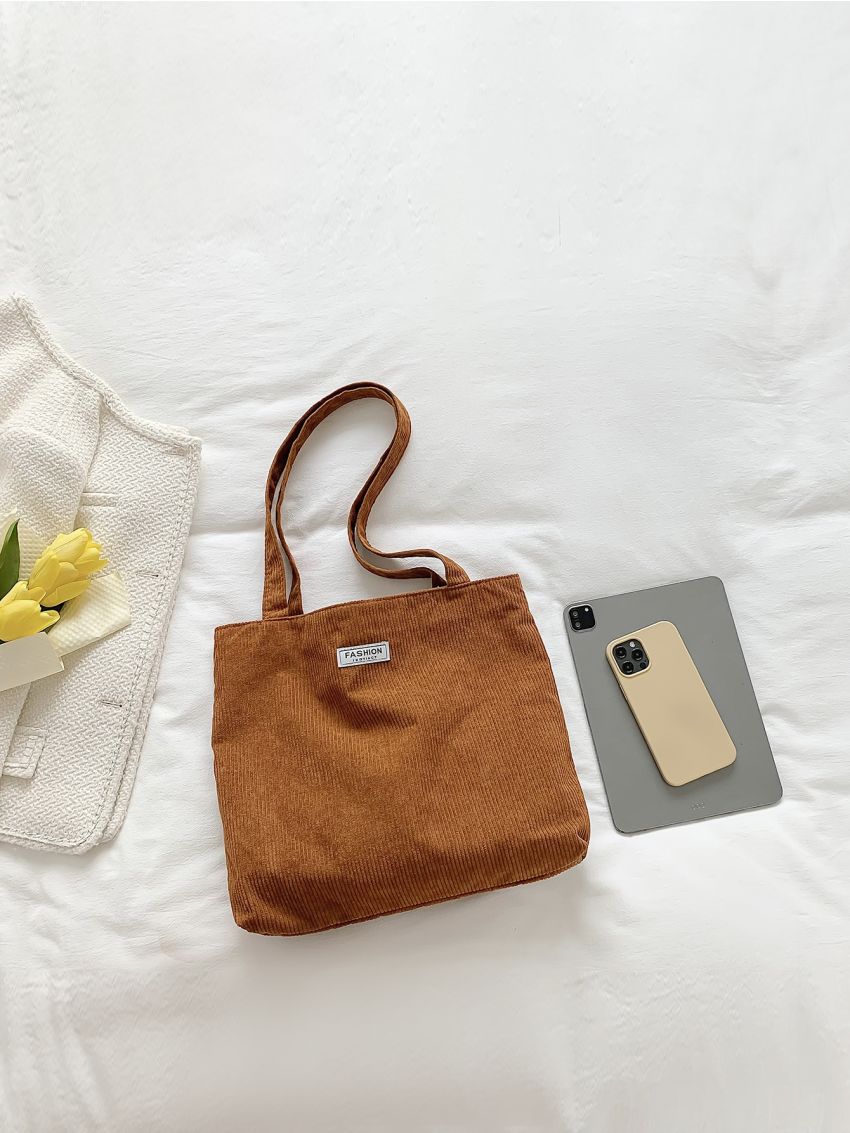 Small Shoulder Tote Bag Letter Patch Double Handle For Daily