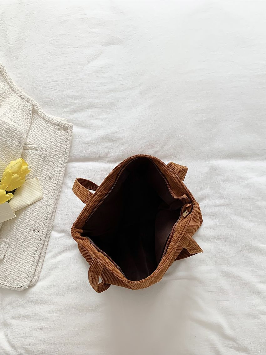 Small Shoulder Tote Bag Letter Patch Double Handle For Daily