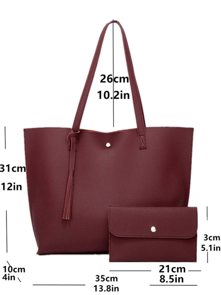 Litchi Embossed Shoulder Tote Bag With Clutch Bag, Mothers Day Gift For Mom, Best Work Bag For Women