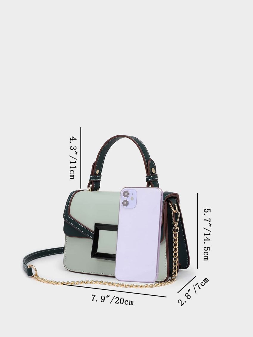 Mini Contrast Binding Flap Square Bag
