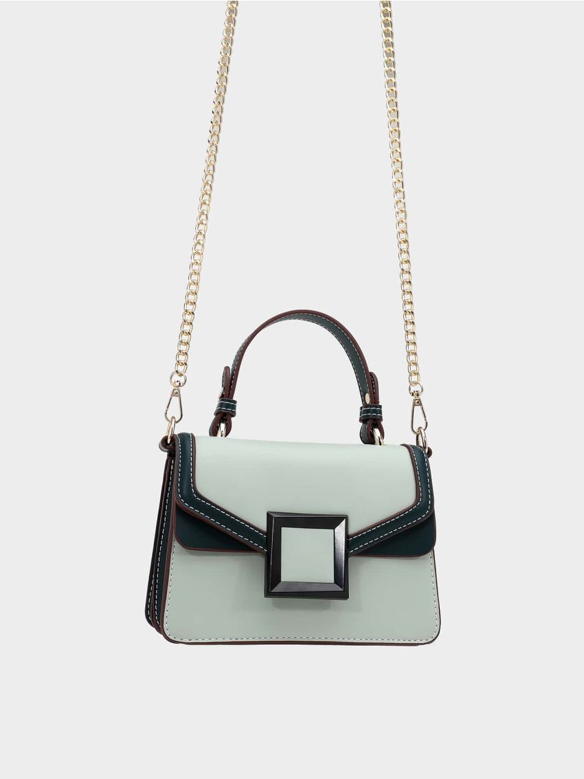 Mini Contrast Binding Flap Square Bag