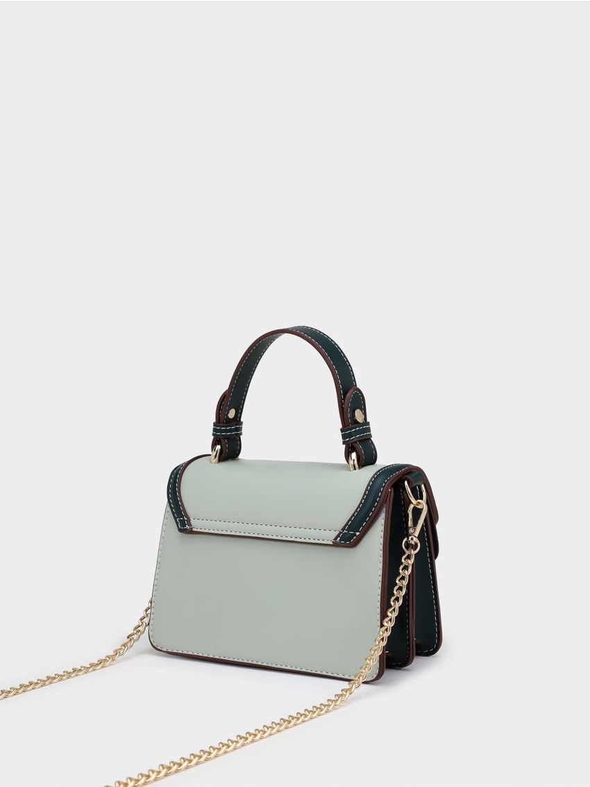 Mini Contrast Binding Flap Square Bag