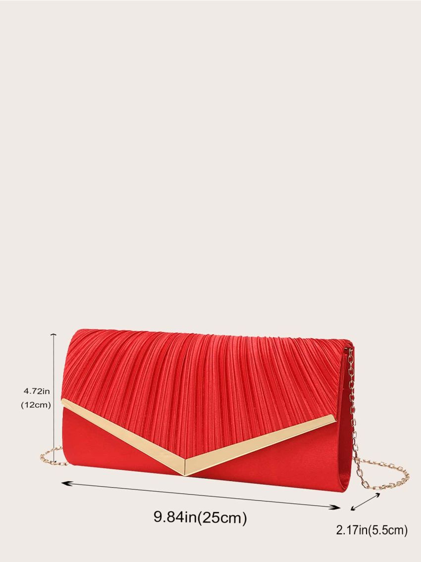Ruched Detail Metal Decor Envelope Bag