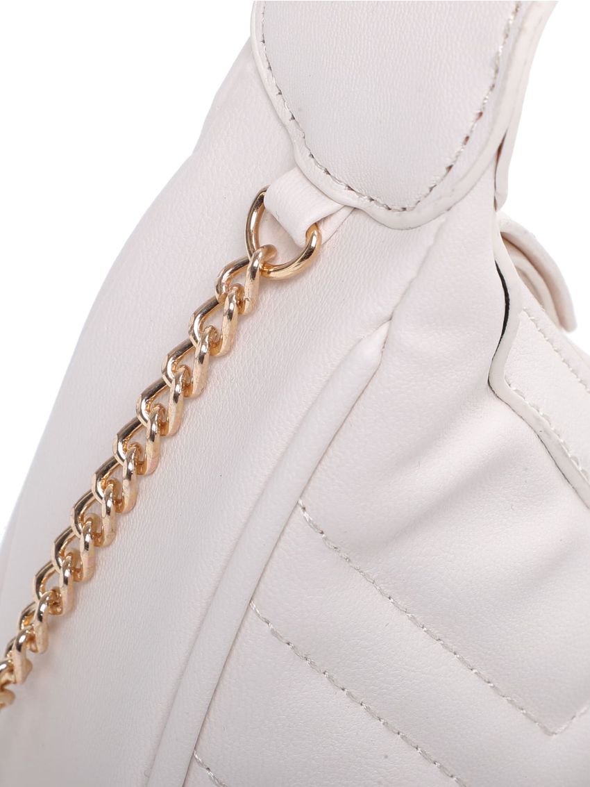 Neon-red Chevron Quilted Chain Hobo Bag