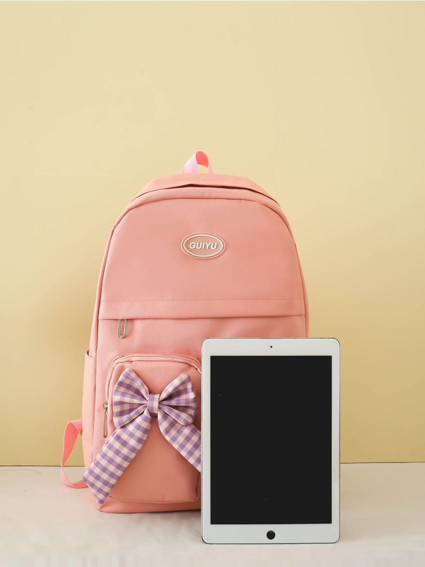 4pcs Bow Decor Functional Backpack Set