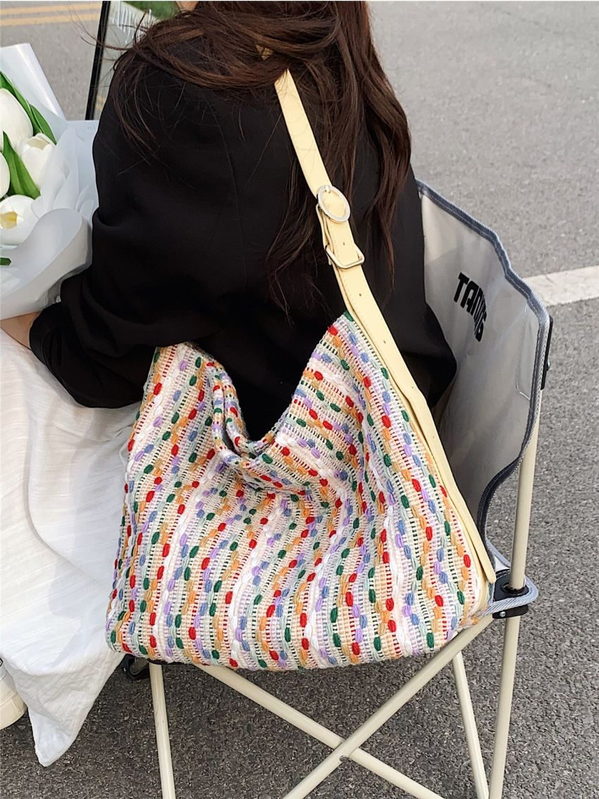 Colorblock Large Capacity Hobo Bag