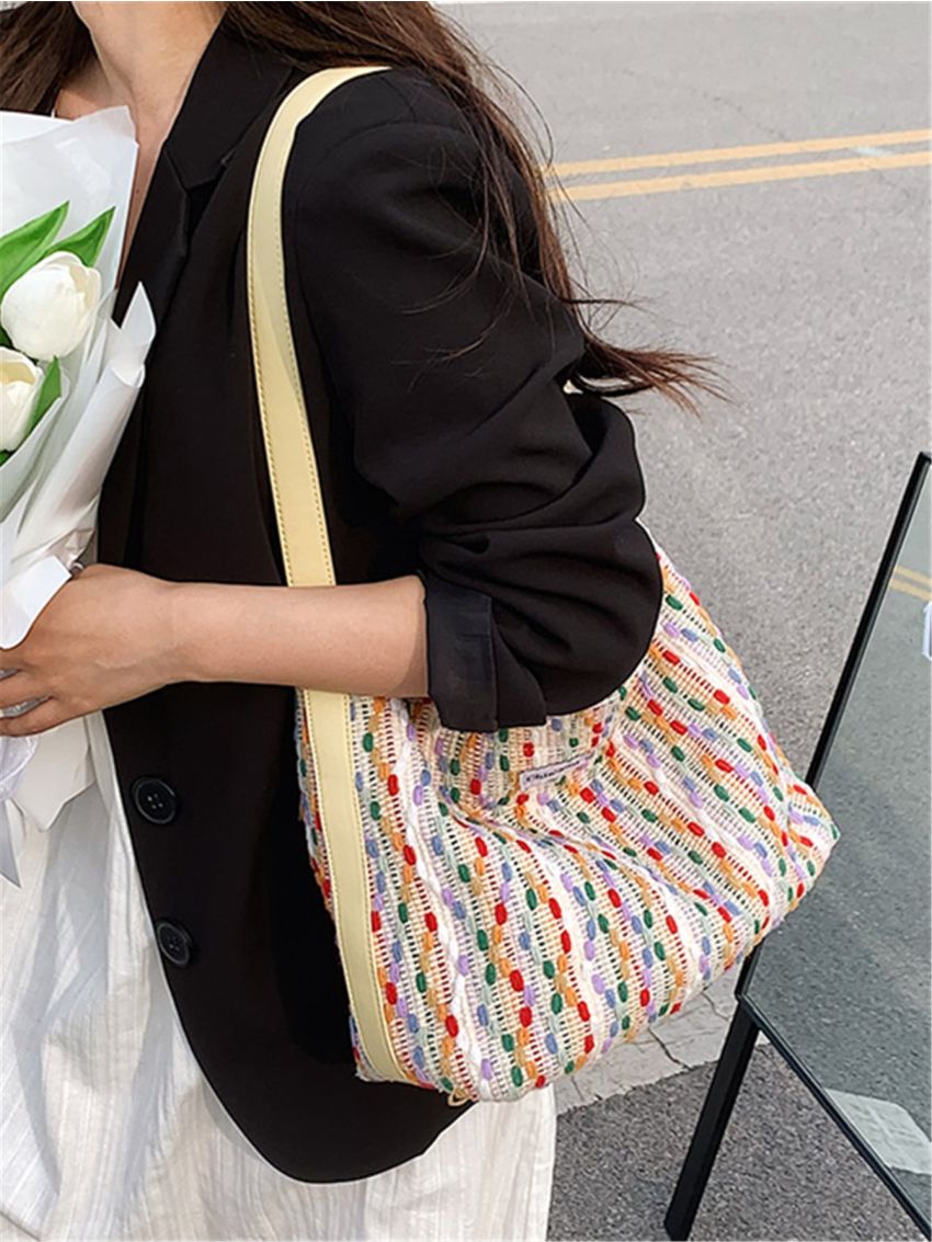 Colorblock Large Capacity Hobo Bag